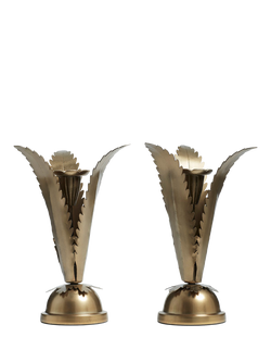 OKA Briallen Candle Holders, Set of 2, Antique Brass, Antique Brass