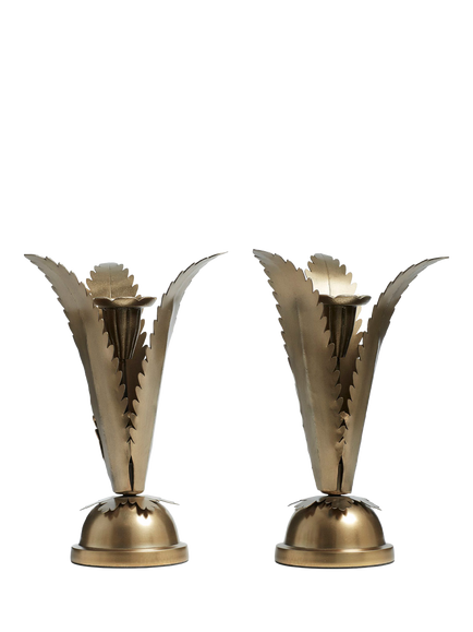 OKA Briallen Candle Holders, Set of 2, Antique Brass, Antique Brass