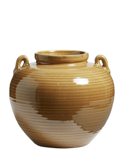 OKA Cicero Ceramic Pot Vase, H24cm, Mustard, Mustard