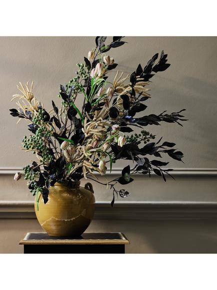 OKA Cicero Ceramic Pot Vase, H24cm, Mustard - view 2, Mustard