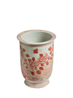 OKA Fenghuang Narrow Indoor Porcelain Planter, H34cm, Chinese Red - view 2, Chinese Red