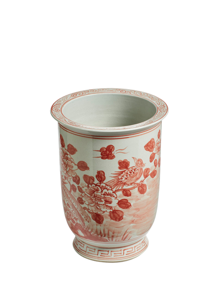 OKA Fenghuang Narrow Indoor Porcelain Planter, H34cm, Chinese Red - view 2, Chinese Red