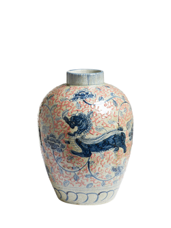 OKA Liliang Hand Painted Ceramic Vase, H38cm, Multi, Multi
