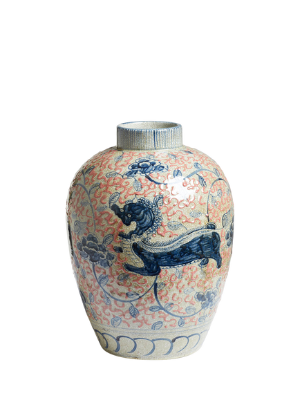 OKA Liliang Hand Painted Ceramic Vase, H38cm, Multi, Multi