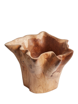 OKA Patala Teak Wood Vase, H30cm, Natural, Natural