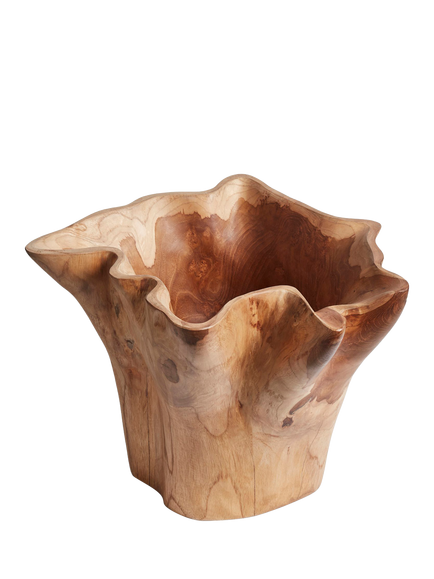 OKA Patala Teak Wood Vase, H30cm, Natural, Natural