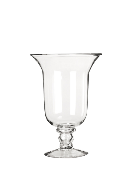 OKA Medium Glass Hurricane Lamp Vase, H30cm, Clear, Glass