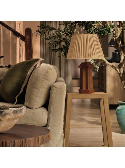 OKA Archibald Pleat Linen Lampshade, 45cm, Oyster - view 2, Oyster