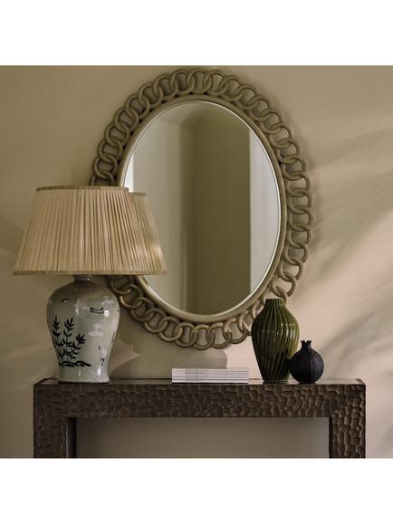 OKA Archibald Pleat Linen Lampshade, 50cm, Oyster - view 2, Oyster