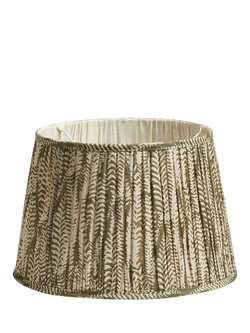 OKA Elemeri Fern Pleat Lampshade, 35cm, Grey Green, Grey Green