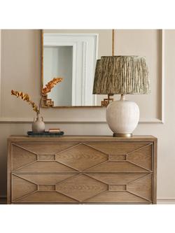 OKA Elemeri Fern Pleat Lampshade, 35cm, Grey Green - view 2, Grey Green