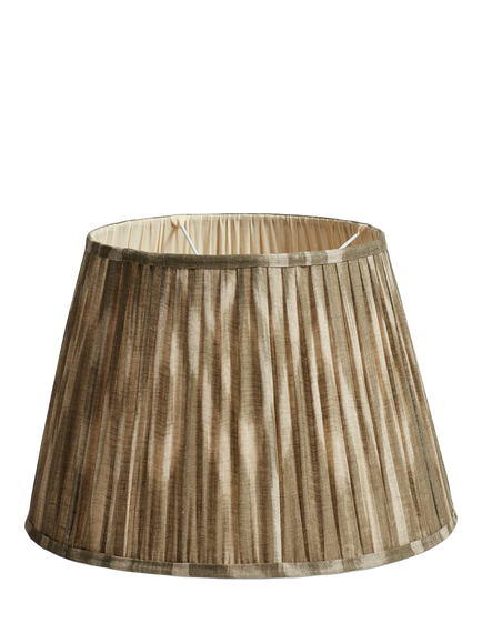 OKA Lillian Ikat Pleat Lampshade, 45cm, Olive, Olive