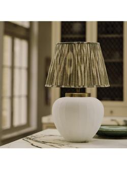 OKA Lillian Ikat Pleat Lampshade, 45cm, Olive - view 2, Olive