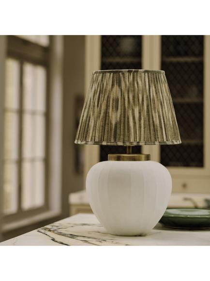 OKA Lillian Ikat Pleat Lampshade, 45cm, Olive - view 2, Olive