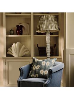 OKA Lillian Ikat Pleat Lampshade, 50cm, Olive - view 2, Olive
