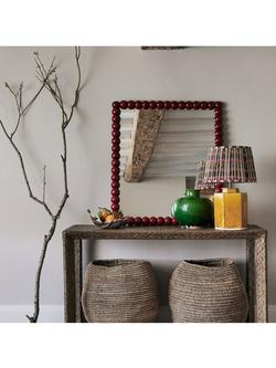 OKA Bobina Bobble Square Wall Mirror, 81 x 91cm, Chinese Red - view 2, Chinese Red