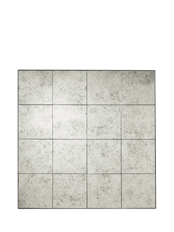 OKA Sedgwick Square Glass Tile Wall Mirror, 120 x 120cm, Antiqued Glass, Glass