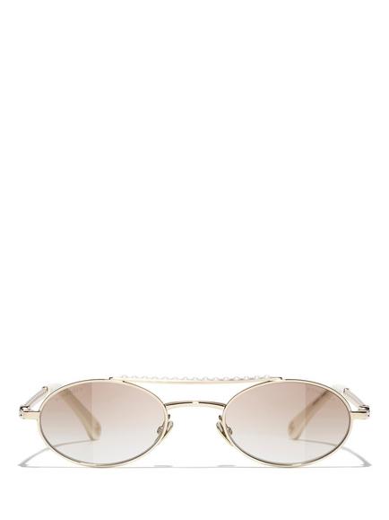 CHANEL Women's Mirrored Oval Sunglasses CH4297, Pale Gold/Pink - view 2, Pale Gold/Pink