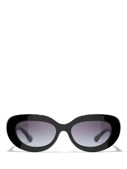 CHANEL Women's Gradient Oval Sunglasses CH5562, Black/Grey - view 2, Black/Grey
