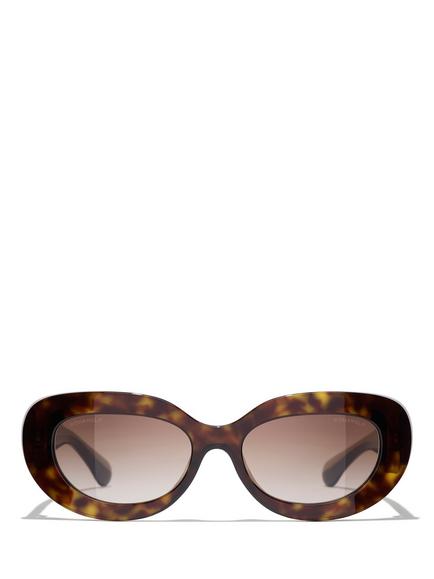CHANEL Women's Gradient Oval Sunglasses CH5562, Dark Havana/Brown - view 2, Dark Havana/Brown