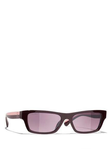 CHANEL Women's Rectangular Sunglasses CH5564, Red Vendome/Purple, Red Vendome/Purple