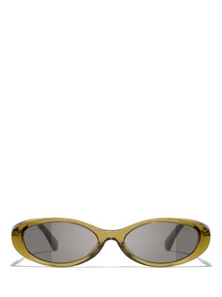CHANEL Women's Oval Sunglasses CH55651742, Crystal Olive/Grey - view 2, Crystal Olive/Grey