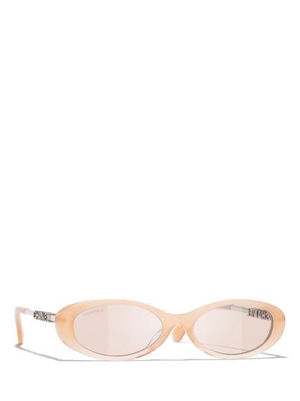 CHANEL Women's Oval Sunglasses CH55651831, Gradient Neutral/Pink, Gradient Neutral/Pink