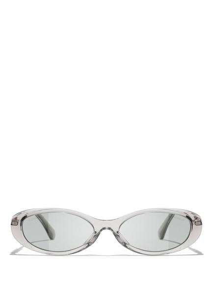 CHANEL Women's Mirrored Oval Sunglasses CH5565, Transparent Grey/Grey - view 2, Transparent Grey/Grey