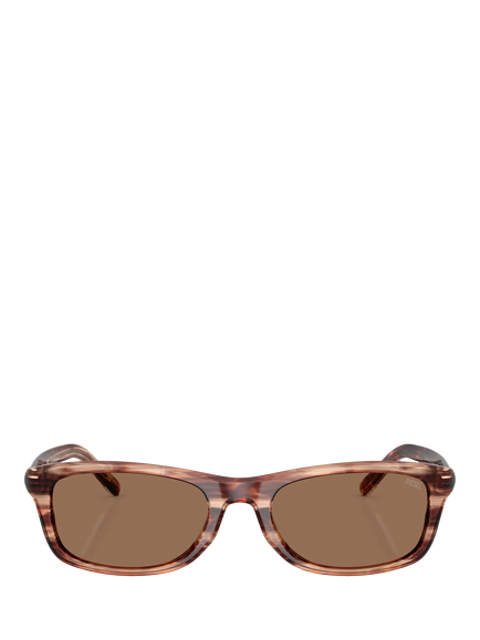 Diesel DL2018 Unisex Rectangular Sunglasses, Striated Brown/Brown - view 2, Striated Brown/Brown