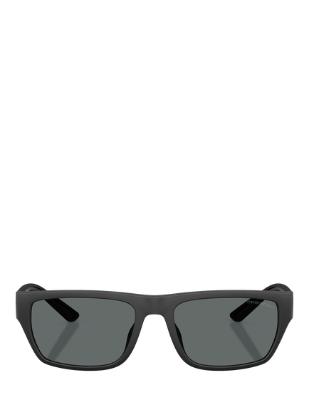 Emporio Armani EA4267 Men's Polarised Pillow Sunglasses, Matte Black/Grey - view 2, Matte Black/Grey