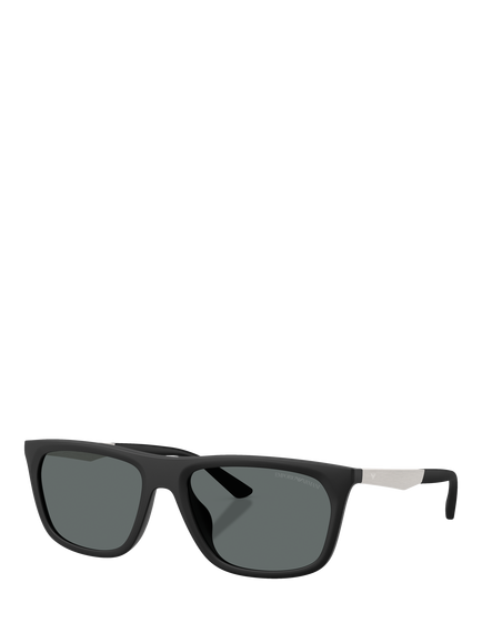 Emporio Armani EA4272 Men's Polarised Pillow Sunglasses, Matte Black/Grey, Matte Black/Grey