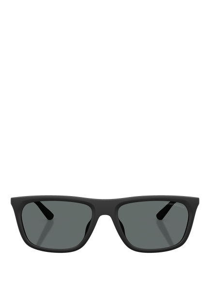 Emporio Armani EA4272 Men's Polarised Pillow Sunglasses, Matte Black/Grey - view 2, Matte Black/Grey