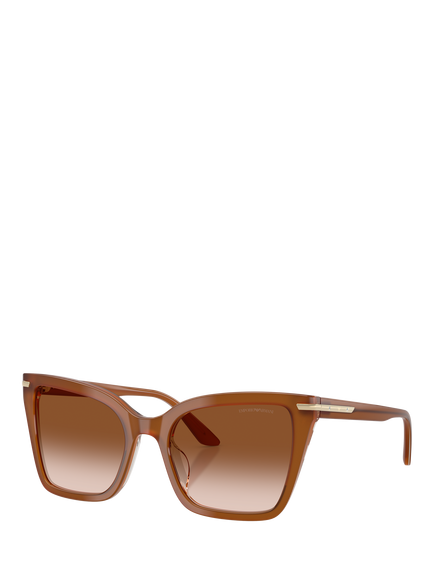 Emporio Armani EA4273 Women's Gradient Square Sunglasses, Shiny Tobacco/Brown, Shiny Tobacco/Brown