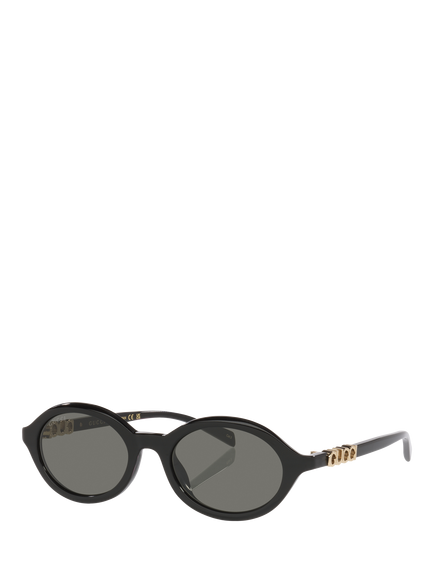 GUCCI GC0028141100 Women's Oval Sunglasses, Black/Grey, Black/Grey