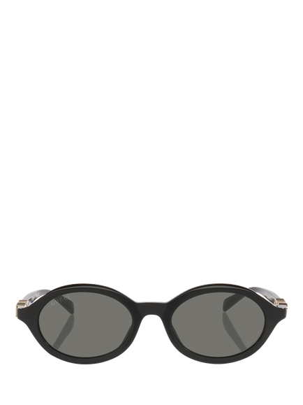 GUCCI GC0028141100 Women's Oval Sunglasses, Black/Grey - view 2, Black/Grey