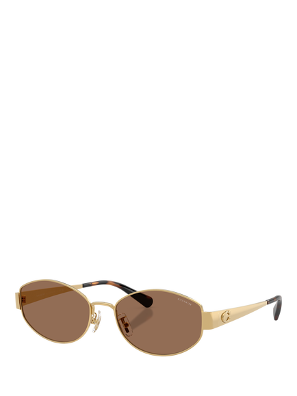 Coach HC7192 Women's Irregular Sunglasses, Gold/Brown, Gold/Brown