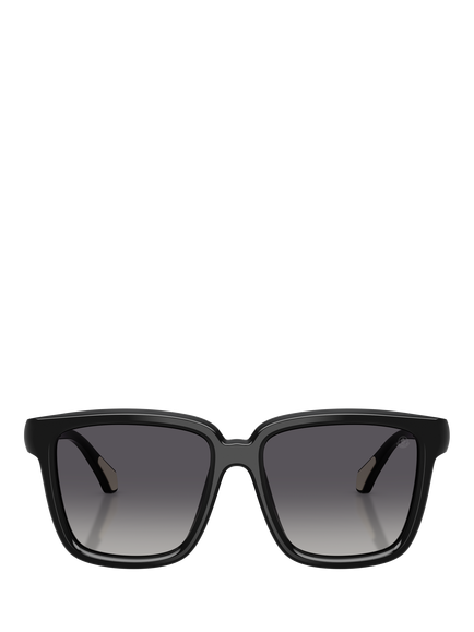Moncler ME60263001 Women's Polarised Gradient Square Sunglasses, Black/Grey - view 2, Black/Grey