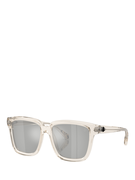 Moncler ME602630037I54 Unisex Mirrored Square Sunglasses, Transparent Butter/Grey, Transparent Butter/Grey