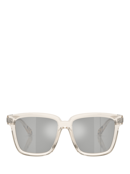 Moncler ME602630037I54 Unisex Mirrored Square Sunglasses, Transparent Butter/Grey - view 2, Transparent Butter/Grey