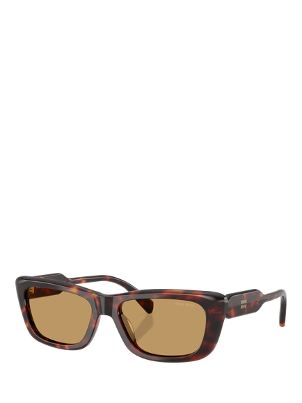 Miu Miu MU B12S27L10Y56 Women's Rectangular Sunglasses, Havana/Brown, Havana/Brown
