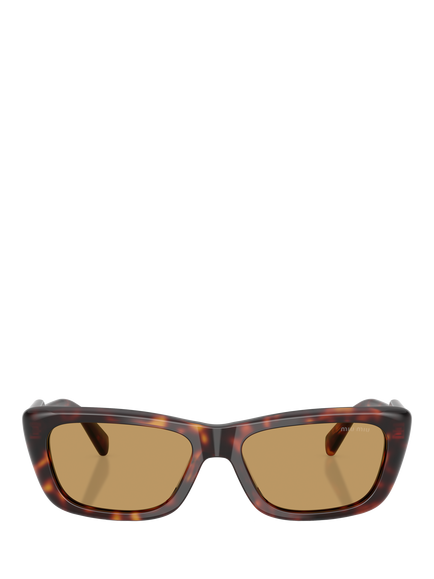 Miu Miu MU B12S27L10Y56 Women's Rectangular Sunglasses, Havana/Brown - view 2, Havana/Brown
