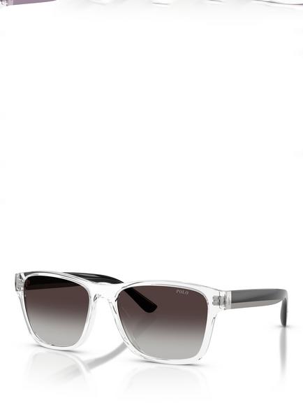Polo Ralph Lauren PH4229 Men's Mirrored Square Sunglasses, Shiny Crystal/Grey, Shiny Crystal/Grey