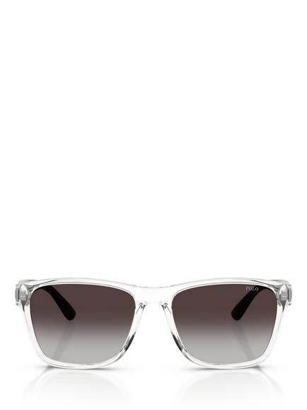 Polo Ralph Lauren PH4229 Men's Mirrored Square Sunglasses, Shiny Crystal/Grey - view 2, Shiny Crystal/Grey