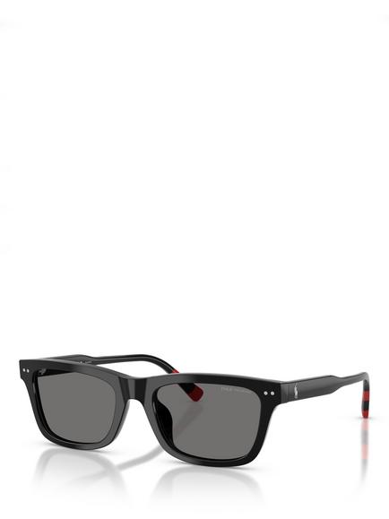 Polo Ralph Lauren PH4240 Men's Polarised Pillow Sunglasses, Shiny Black/Grey, Shiny Black/Grey