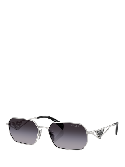 Prada PR A51S Women's Irregular Frame Sunglasses, Silver/Grey