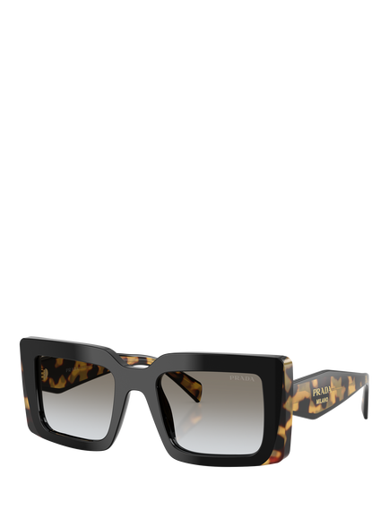 Prada PR D01S Women's Rectangular Sunglasses, Black/Medium Tortoise, Black/Medium Tortoise