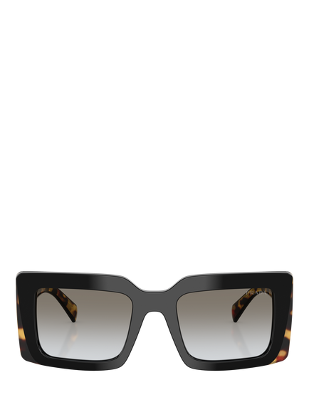 Prada PR D01S Women's Rectangular Sunglasses, Black/Medium Tortoise - view 2, Black/Medium Tortoise