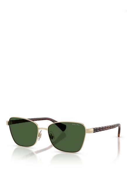 Ralph by Ralph Lauren RA414994907156 Women's Irregular Sunglasses, Pale Gold/Green, Pale Gold/Green