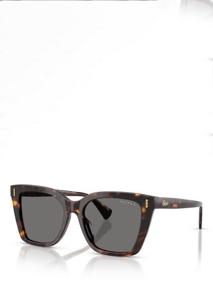 Ralph Lauren Ralph by Ralph Lauren RA5349 Women's Polarised Square Sunglasses, Dark Havana/Grey, Dark Havana/Grey