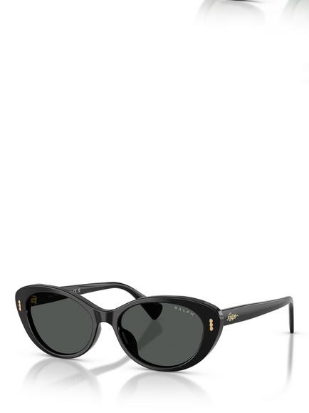 Ralph Lauren Ralph by Ralph Lauren RA5350 Women's Oval Sunglasses, Shiny Black/Grey, Shiny Black/Grey